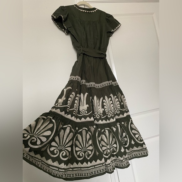 Elie Tahari Maxi Dress Women 6 Boho Embroidered Kalamata Fairy Belted Tiered NWT - Picture 9 of 16